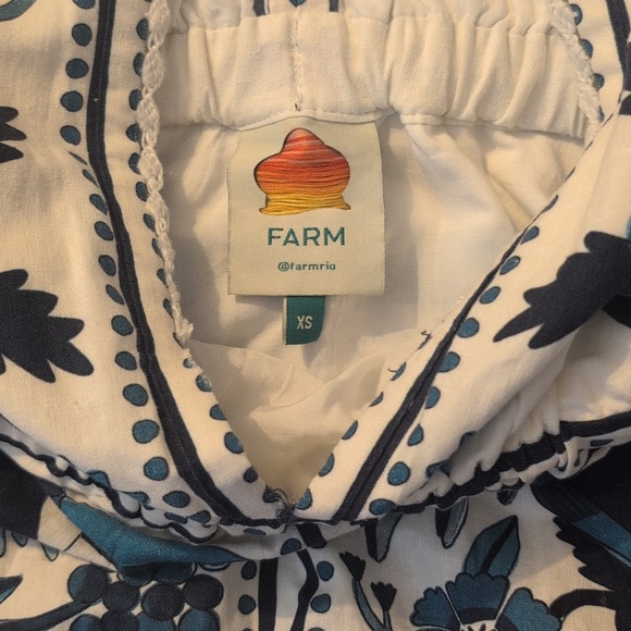 Farm Rio Linen Blend Blue And White Sundress - Picture 7 of 11